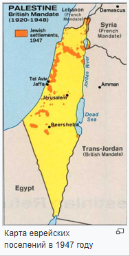 карта еврейских поселений в 1947 г.